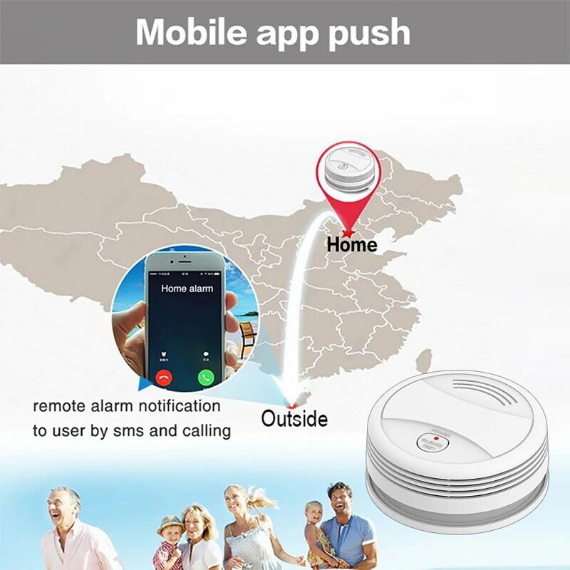 Detector de humo con Wifi, alarma de humo portátil con protección contra incendios, compatible con aplicación Tuya Smartlife, Android e IOS