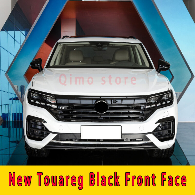 Strip jala kisi-kisi hitam terang Touareg baru untuk VW 2019 20212022 2023 ABS Aksesori Mobil hiasan Trim tengah depan