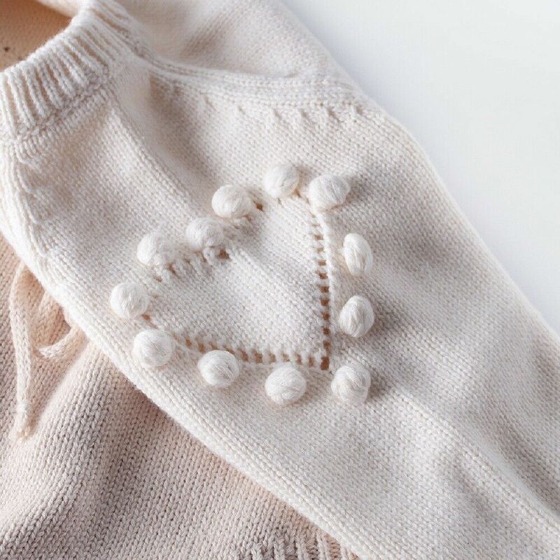 Lovely Heart Infant Baby Girl vestiti lavorati a maglia Love pagliaccetto tuta tuta Outfit autunno inverno lana maglione lavorato a maglia tute