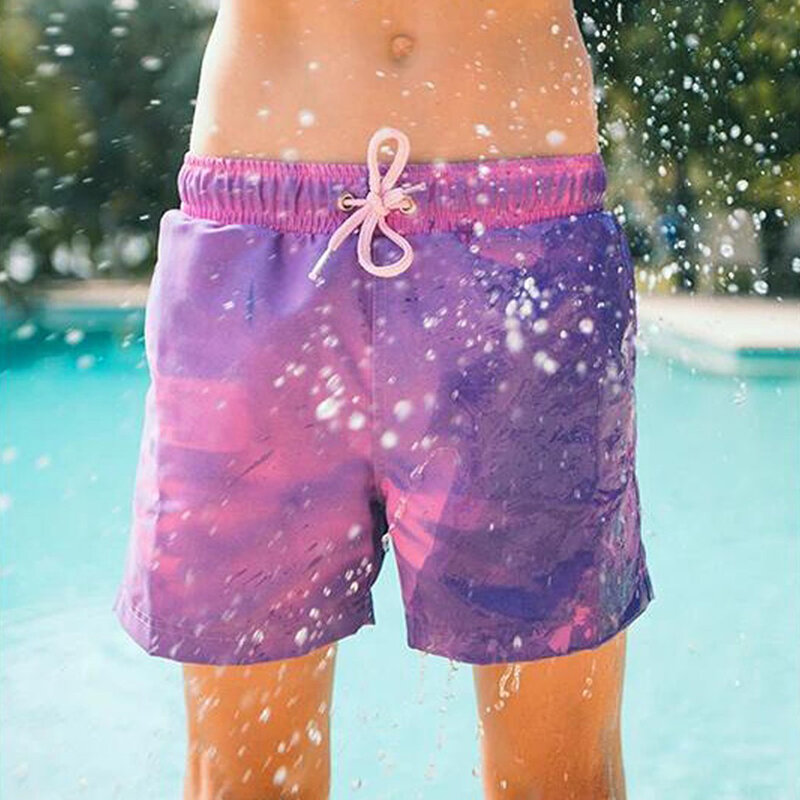 Pantalones cortos de playa con cambio de Color, pantalones cortos para hombres y niños, padres y niños a juego para traje de baño, pantalones cortos de baño de secado rápido, bañadores de baño bañador hombre bañador ca