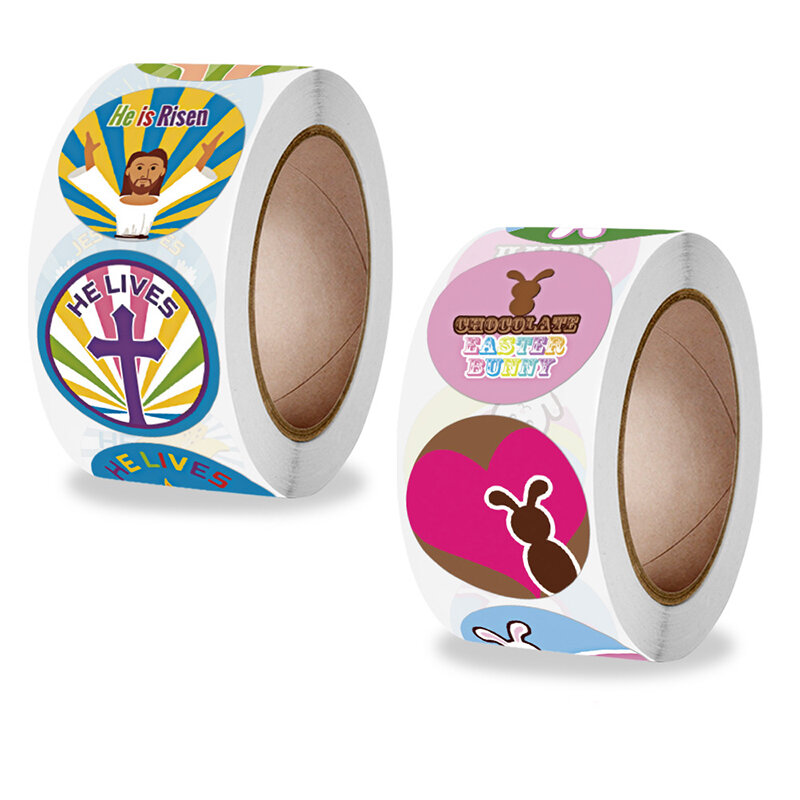 100-500 Buah Stiker Hadiah/Telur Kelinci Lucu Paskah Label Segel Paket Kue Kotak Pembungkus DIY Pesta Hadiah Anak-anak Dekorasi Tas
