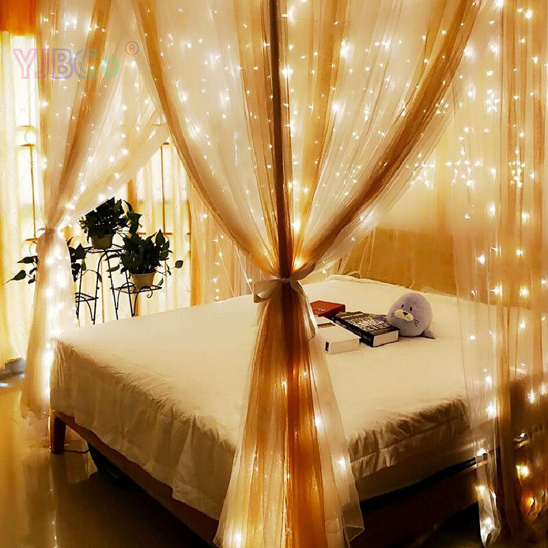 4*0.6/3*1/3*2/3*3 M LED Icicle Tirai Fairy String Peri Cahaya Natal lampu untuk Pernikahan Rumah Pesta Dekorasi 220V Uni Eropa Plug