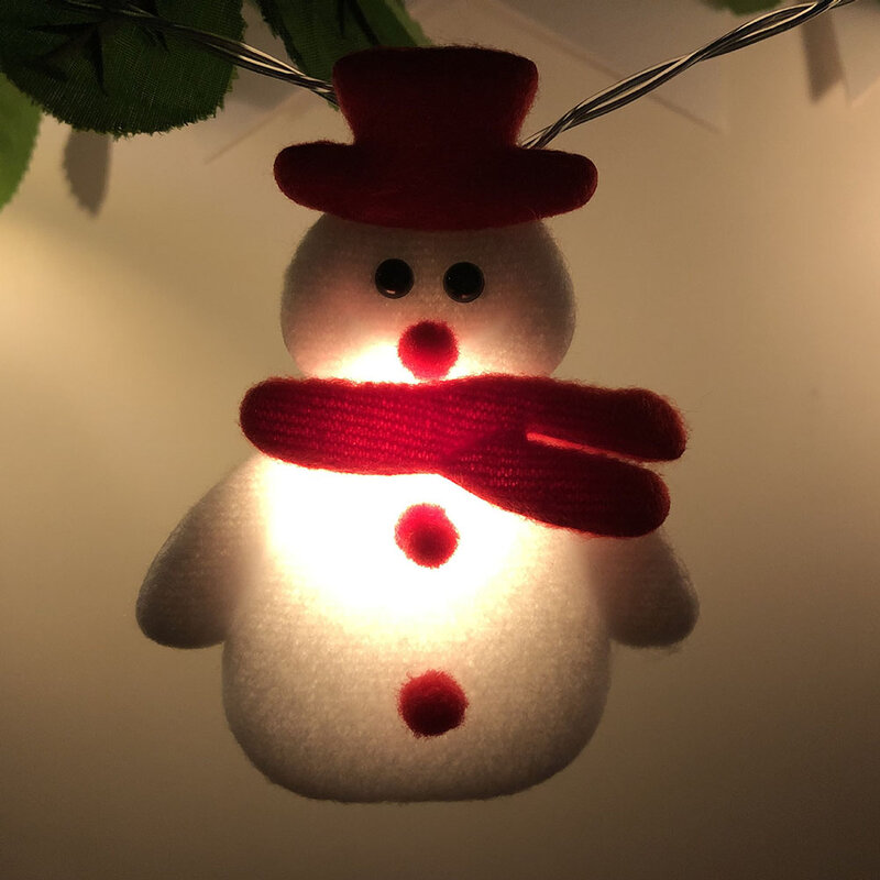 Natal Plush Snowman String Light, 10 LED String Light, Decoração Festival, Xmas Tree Hanging Ornaments, 1,65 m
