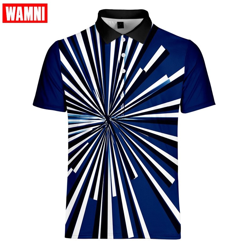 WAMNI Fashion  High Quality 3D Quick Drying Turn-down collar Bodybuilding  shirt Casual Men's  shirts Sport Tee