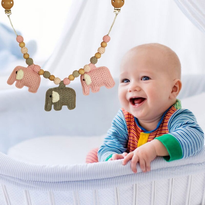 De Madera bebé juguetes con clips de gimnasio de bebé colgantes para colgar juguetes cochecito de bebé sonajero campana de la cama móvil sonajero perlas de silicona dentición