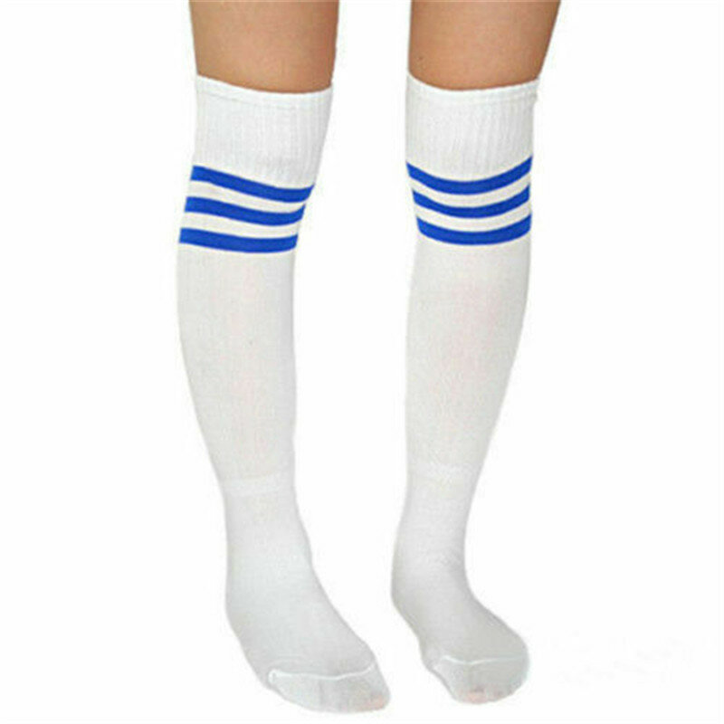 Calcetines deportivos atléticos para hombre y mujer, medias hasta la rodilla con estampado de rayas para fútbol, correr, nueva moda, 2021