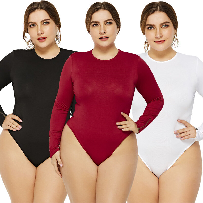 Bodysuit de manga comprida com decote em O feminino, macacão sexy, macacão sólido, roupa de clube, camisa de assentamento, roupas femininas, vermelho, outono, novo, 2020