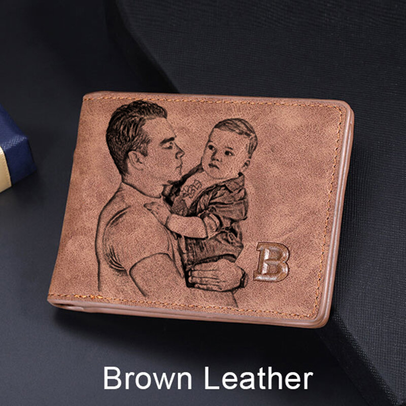 Cartera con grabado personalizado, billetera Retro esmerilada multifunción, tarjetero múltiple, bolsa de monedas de ocio, regalo del Día del Padre