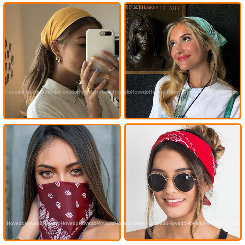 Vintage Bohemia Print Bandana Scarf, bandas de cabelo para meninas, mulheres Headband, máscara facial, turbante cruzado, bandanas Headwear, presentes