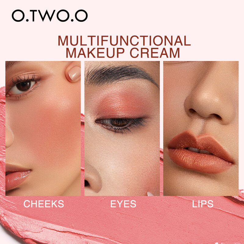 O.TWO.O multifuncional maquiagem paleta 3 em 1 batom blush para rosto sombra leve fosco lábio matiz natural rosto blush