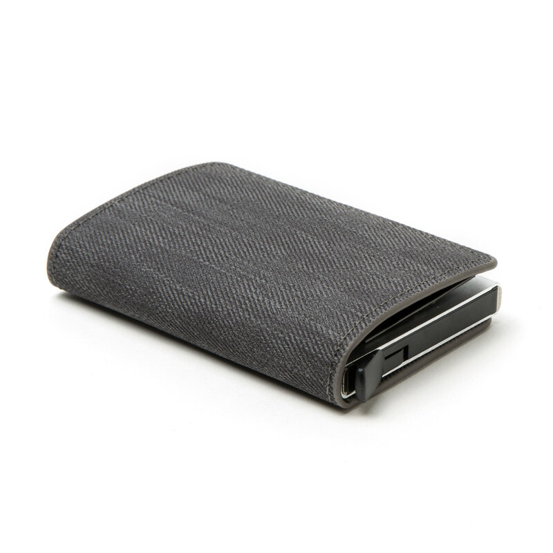 Benutzer definierte Karten halter RFID schwarz Kohle faser Leder Silm Brieftasche Herren Geschenk personal isierte RFID-Karten halter mit Geld klammern Geldbörse