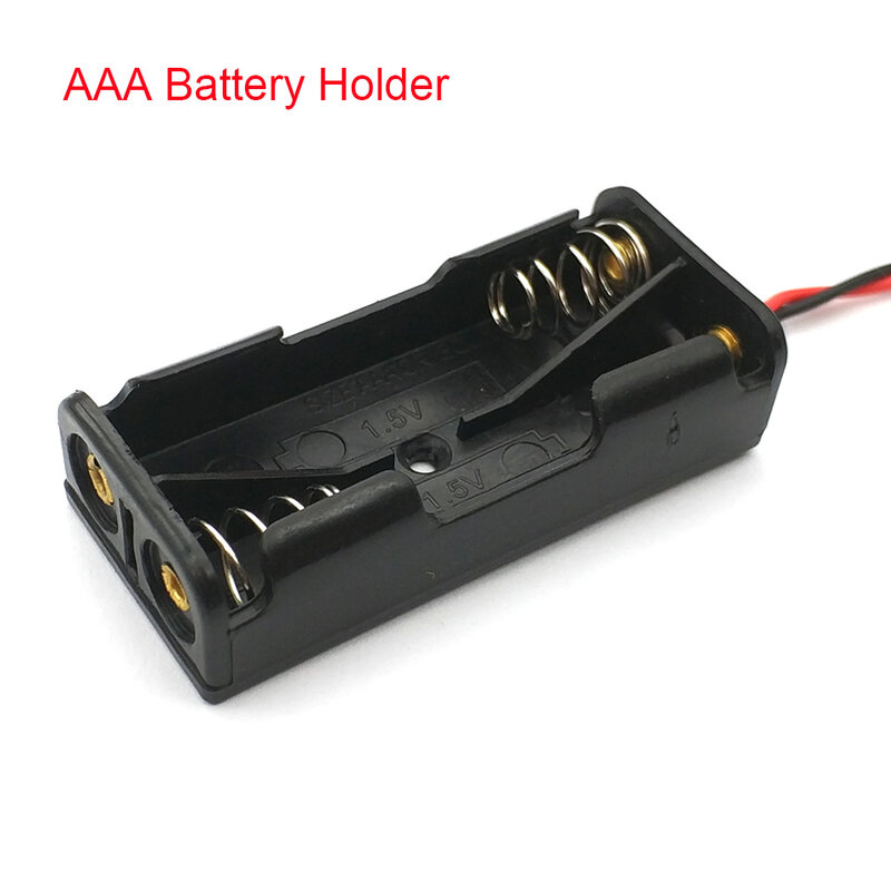 2 X AAA Battery Storage Case AAA Battery Box Black Plastic Battery Case Holder Wire 2 x 1.5V AAA