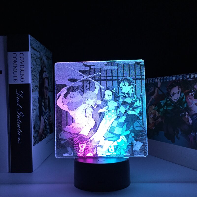 Demon Slayer-Lámpara LED 3D de Anime, luz de mesa de dos tonos, decoración de habitación infantil, regalo de cumpleaños, Manga Kimetsu No Yaiba