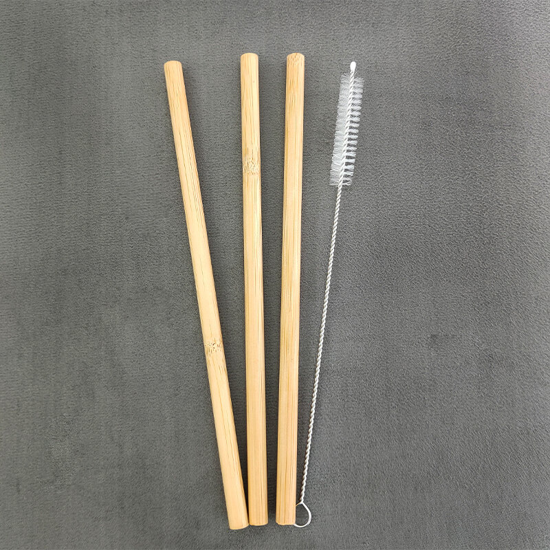 Многоразовые соломинки для питья из натурального бамбука, 3 шт./компл., с чехлом + чистящая щетка, экологически чистые бамбуковые соломинки, б...