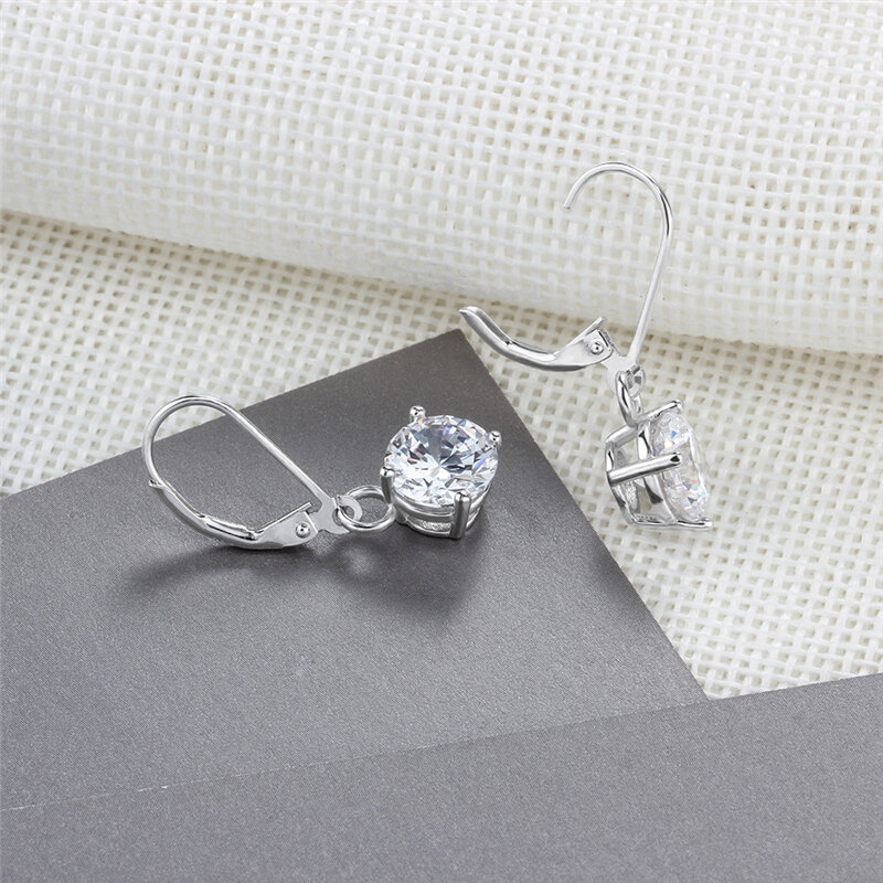 XINSOM de moda Simple 925 pendientes de la plata esterlina para mujeres niñas 10MM gran circón anillo pendientes colgantes para boda 20MARE11