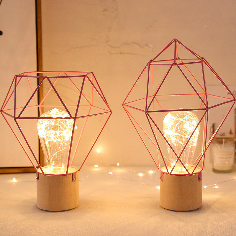 Nordic moderno ins minimalista fio de cobre ferro decoração da lâmpada quarto menina coração fundo presente decoração lâmpada mesa