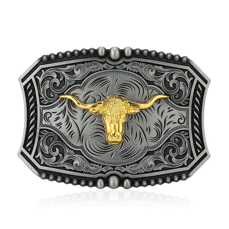 Grandes boucles de ceinture Western Cowboy pour hommes et femmes, boucles de ceinture fantaisie vintage Horse, petit Rodeo Gold