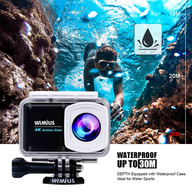 WIMIUS L3 와이파이 4K 스포츠 액션 카메라 16MP 170D 수중 방수 자전거 헬멧 비디오 녹화 카메라 스포츠 캠 + 원격