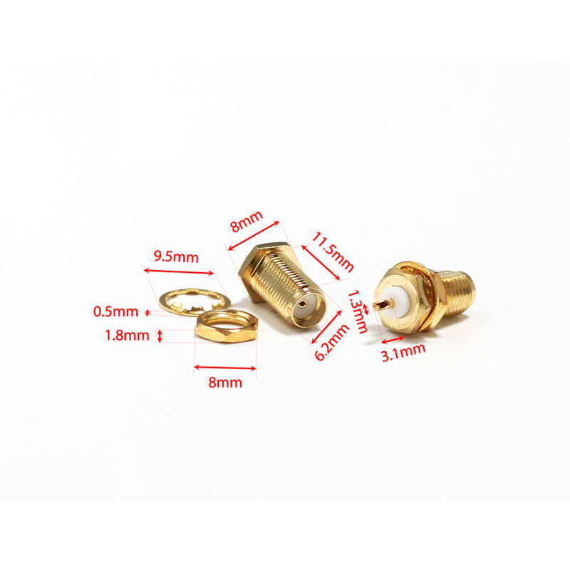 1pc  SMA Female Jack Insulator Long 2mm  RF Coax Modem Convertor Connector Straight Goldplated NEW 1 Piece