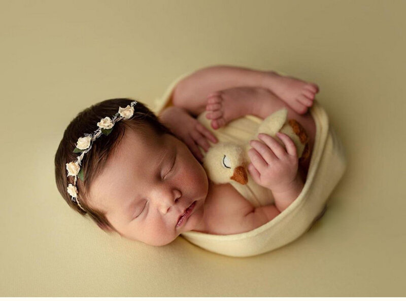 Baby Meisje Bloem Hoofdband Pasgeboren Fotografie Props Hoofddeksels Rose Bloem Haaraccessoires
