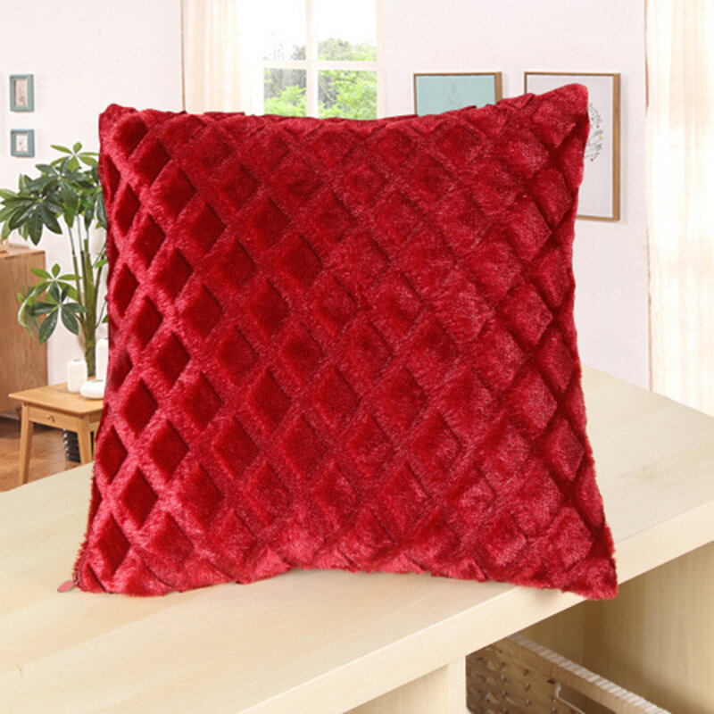 1PC Soft Velvet Cushion Coverหมอนตกแต่งกรณีโยนปลอกหมอนสีทึบPlush Home Decorโซฟาหมอนครอบคลุม43*43ซม.