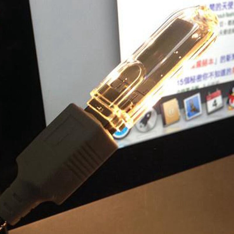 Lampu Malam USB Gawai Portabel untuk PC Laptop 8 LED Mini Daya Ponsel Lampu LED USB Berkemah Pengisi Daya Komputer Putih Hangat