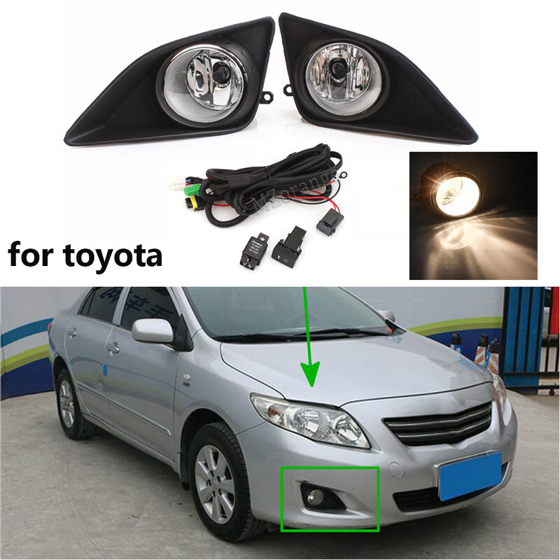 Car Fog Lights For Toyota Corolla 2007-2010 For Camry Ractis Avensis Verso RAV4 2003-2014 Headlights Switch Wires Grille Covers