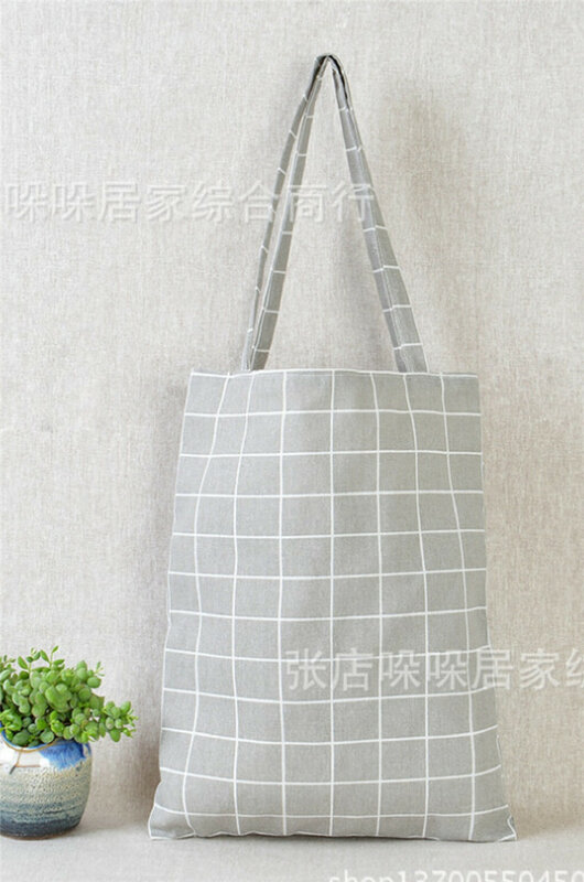 Bolsa feminina de linho e algodão, bolsa ombro armazenamento ambiental reutilizável