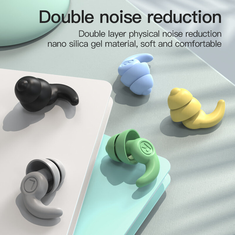 5 cor 1 par anti-ruído plugue de ouvido isolamento acústico protetores de ouvido dormir plugues à prova dwaterproof água silicone nadar tampões de ouvido macio