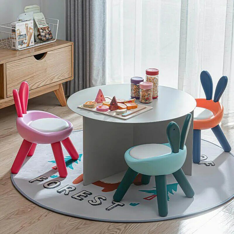Taburete antideslizante para niños, silla colorida gruesa de plástico, muebles de guardería para el hogar, taburete pequeño