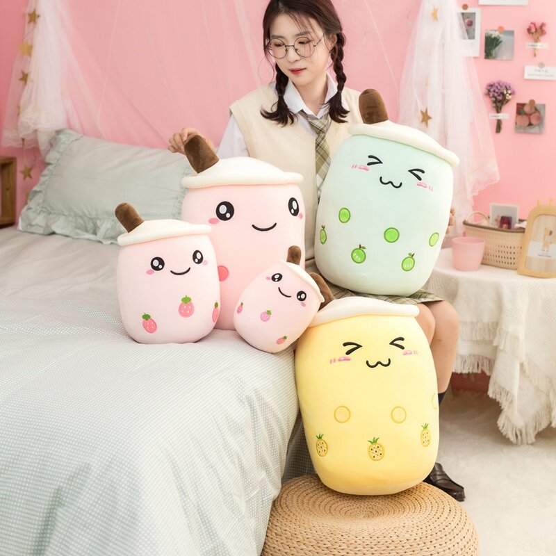 24-50cm cartoon bubble tea cup shaped pillow real-life stuffed soft back cushion funny food gifts for kids girlfriend birthday