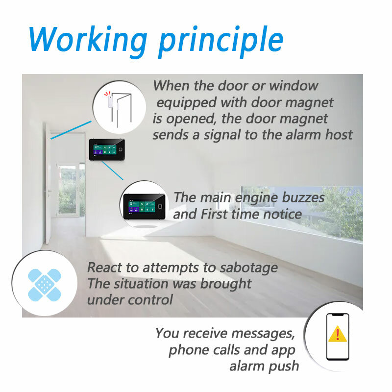 Sensor de porta sem fio segurança em casa 433mhz frequência branco janela ímã ev1527 método codificação trabalho com sistema alarme host