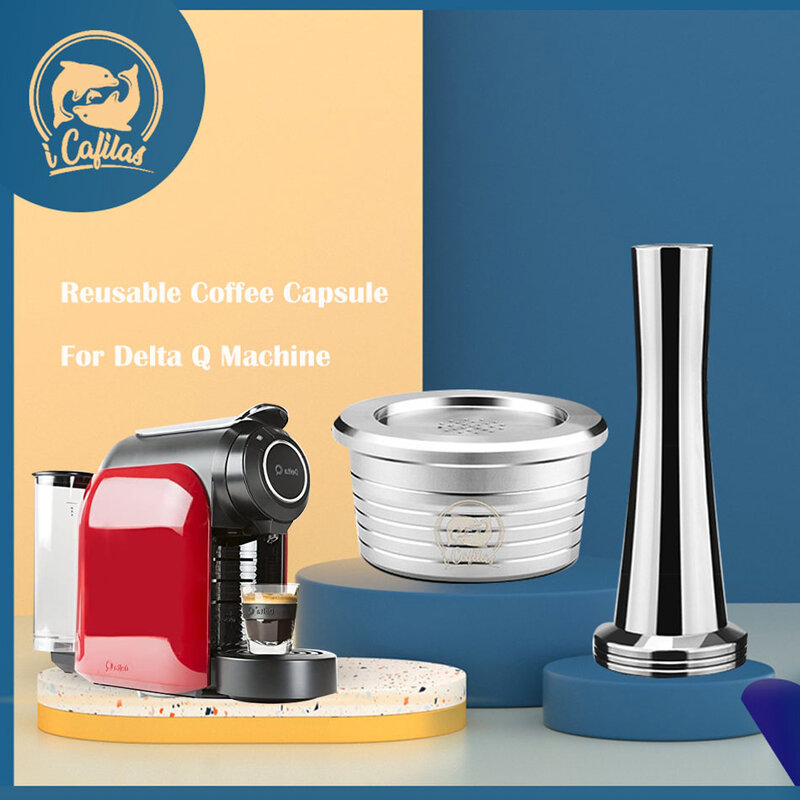 Cápsulas de café reutilizables de acero inoxidable, filtro de taza de cápsula de café reutilizable de cocina, Compatible con Delta Q, accesorios de café
