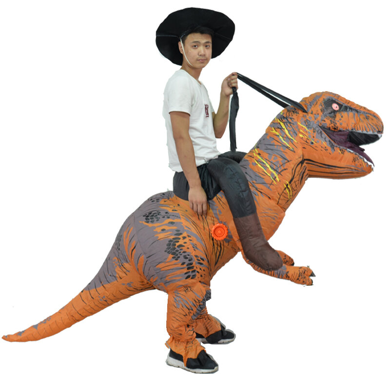 Надувной костюм для езды на Хэллоуин с динозавром T-Rex, костюм для взрослых, наряд для вечеринки с драконом, надувной косплей с тематикой животных