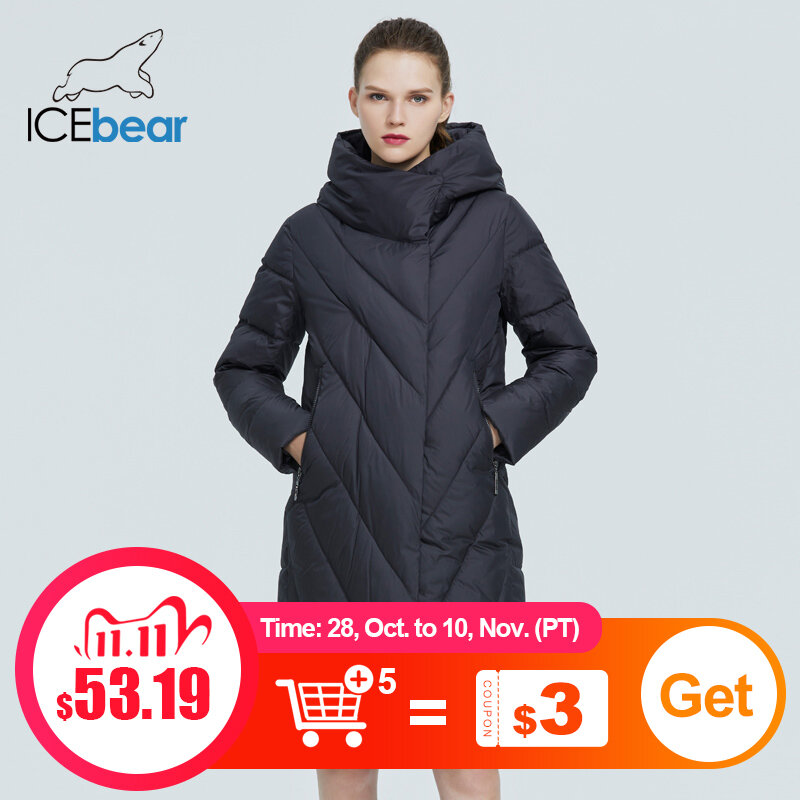 Icebear inverno 2020 casaco com capuz feminino nova moda jaqueta feminina parka marca roupas femininas gwd20149d