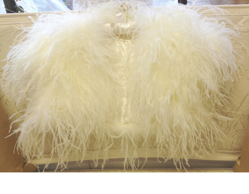 Hình Thật 100% Lông Đà Điểu Áo Khoác Nỉ Nữ Dạ Hội Váy Cưới Cô Dâu Đeo Khăn Choàng Brial Bolero