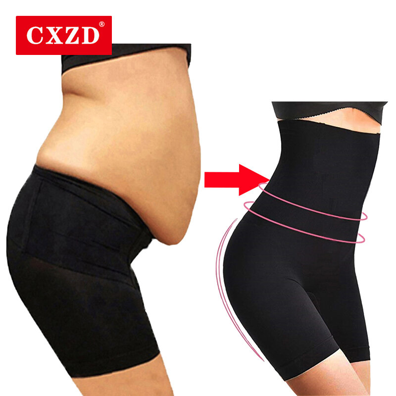 Cxzd shapewear สำหรับผู้หญิงท้องกางเกงขาสั้นกางเกงเอวสูงรัดเอวกลางต้นขาร่างกายบอดี้สูทกระชับสัดส่วน