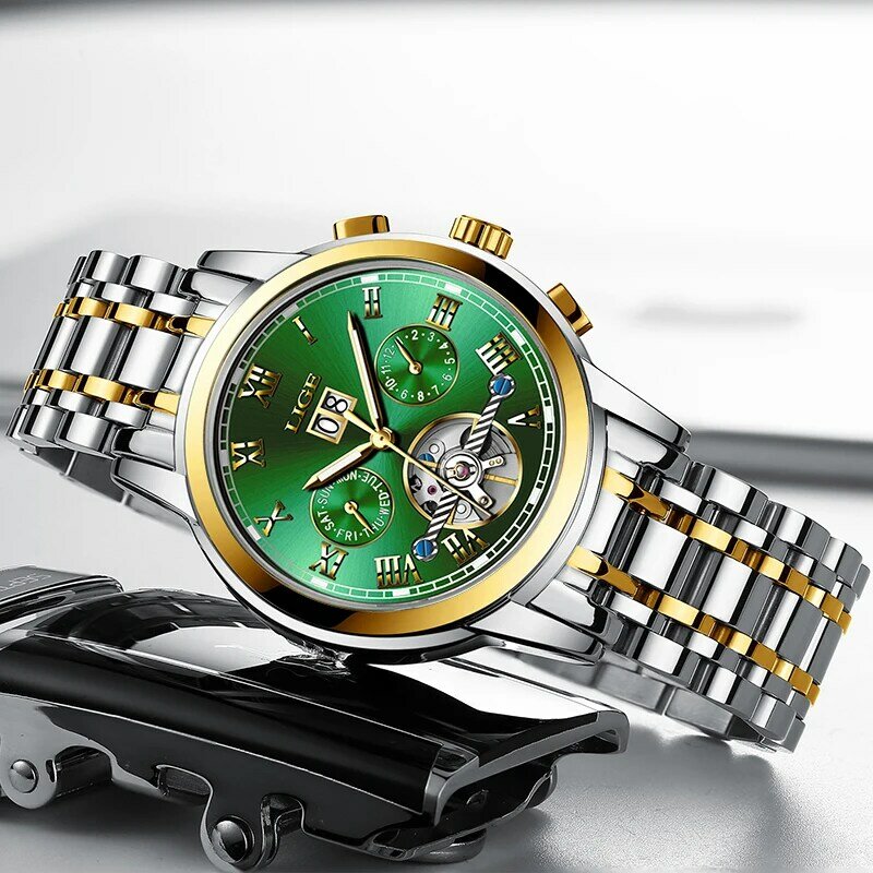 Herren Uhren LIGE Top Marke Luxury Business Schüler Automatische Mechanische Uhr Sport Wasserdicht Männer Uhr Militär Männlichen Uhr