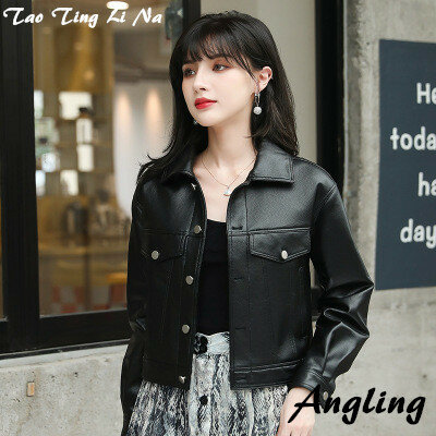 Tao Ting Li Na giacca da donna in vera pelle di pecora nuova giacca Casual in vera pelle con collo quadrato R39