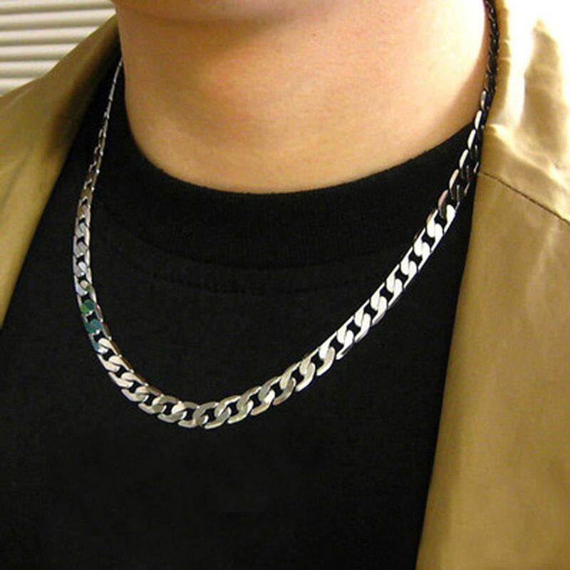 Collana da uomo intrecciata Twist Oblate collana a catena larga di moda accessorio per gioielli fai da te catena durevole nastro 925 gioielli Hiphop