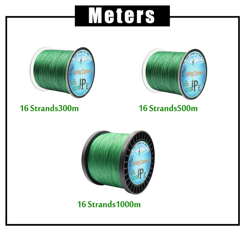 16 Strands PE Braid 300M/500M/1000M Braided Fishing Line Multi Color Super Strong Japan Multifilament Fishing Line Wire