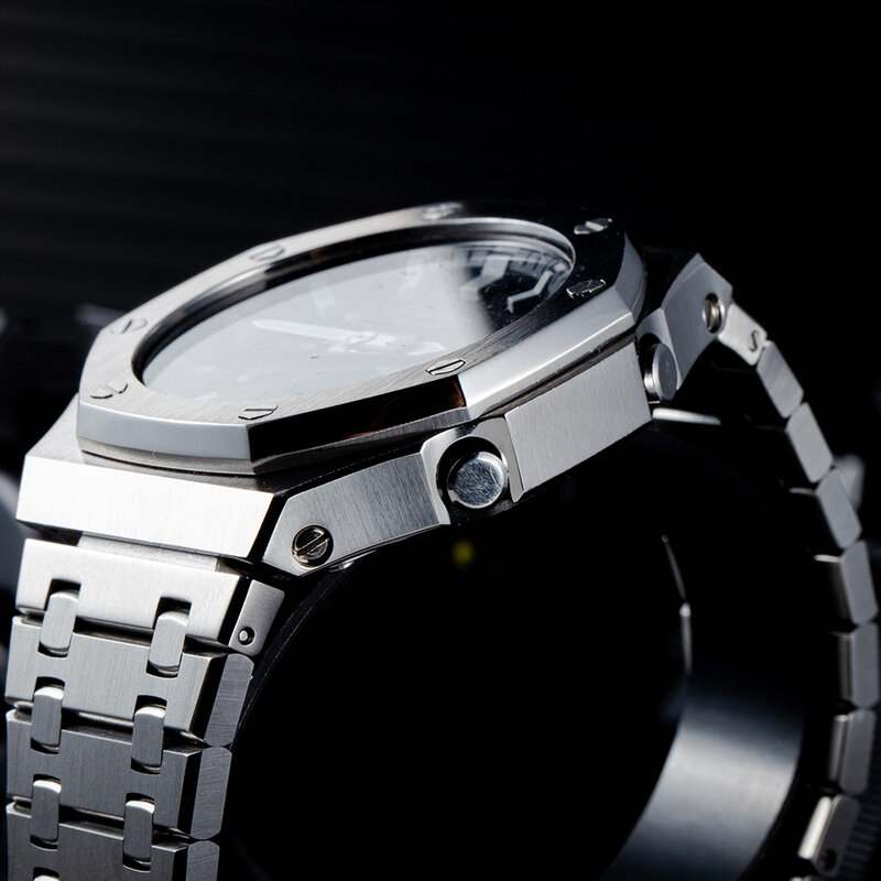 GA2100, reloj de segunda generación con modificación GA2110, banda de reloj con bisel 100% Metal 316L, acero inoxidable