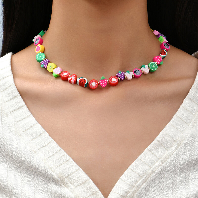 8-13mm, plusieurs Styles de perles d'argile de Fruits, perles d'espacement en polymère pour Bracelet et collier, accessoires de bricolage pour enfants, fournitures de fabrication de bijoux