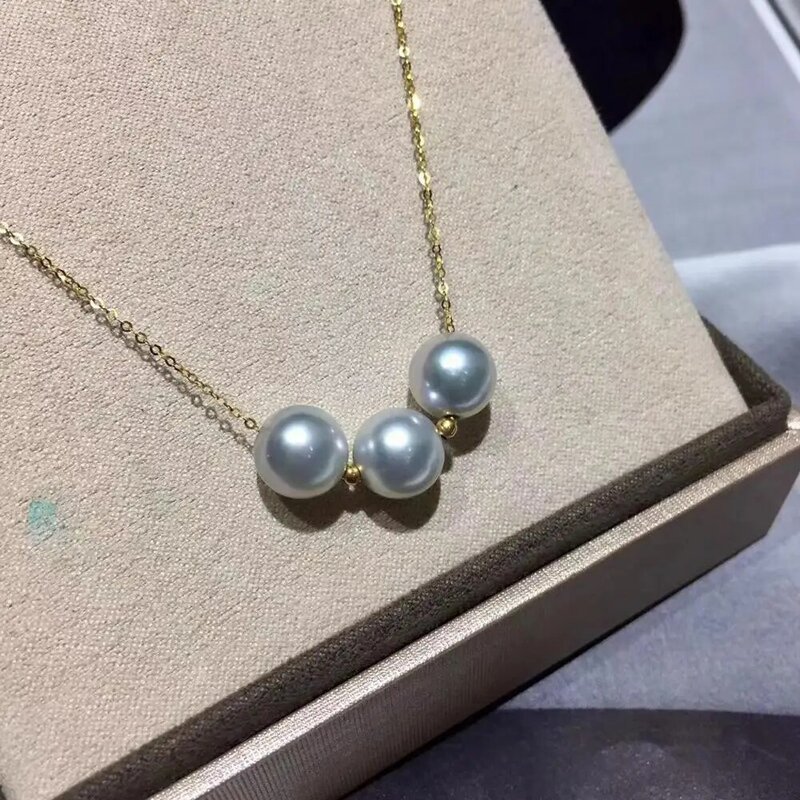MADALENA SARARA AAA 7-8mm collier de perles d'eau salée 18k chaîne en or collier lustre fin de haute qualité ronde parfaite