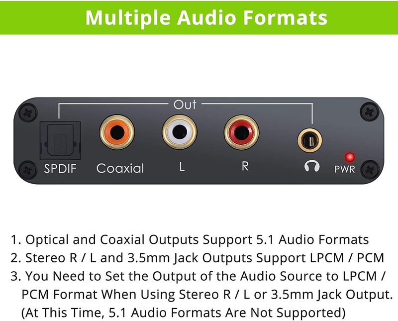ARC Audio Extractor HDMI canal de retorno de Audio DAC convertidor de Audio Digital HDMI óptico SPDIF Coaxial y analógico 3,5mm L/R ESTÉREO