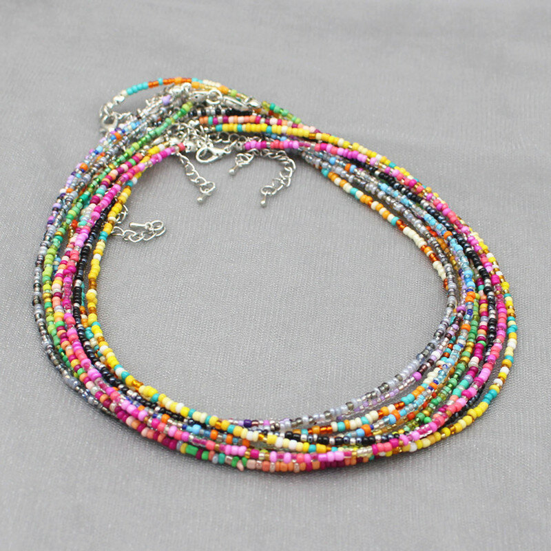 Einfache Seed Perlen Strang Choker Halskette Frauen String Kragen Charme Bunte Handgemachte Böhmen Collier Femme Schmuck Geschenk