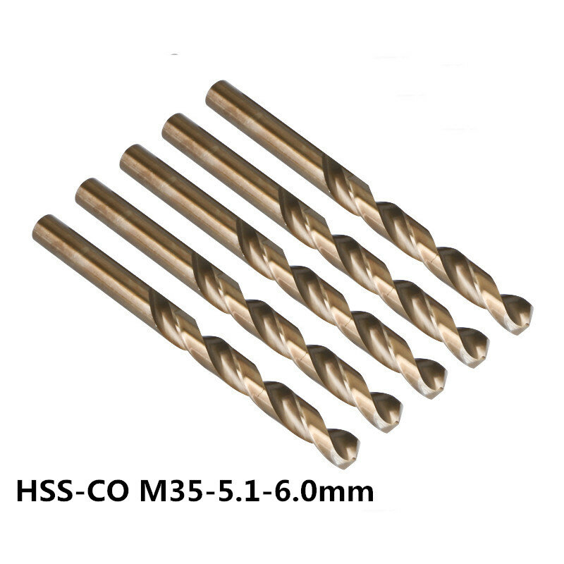 2 Buah Mata Bor Bit 5.1 5.2, 5.3 5.4, 5.5 5.6, 5.7, 5.8, 5.9, 6.0 Mm HSS-CO M35 Steel Lurus Batang untuk Stainless Steel
