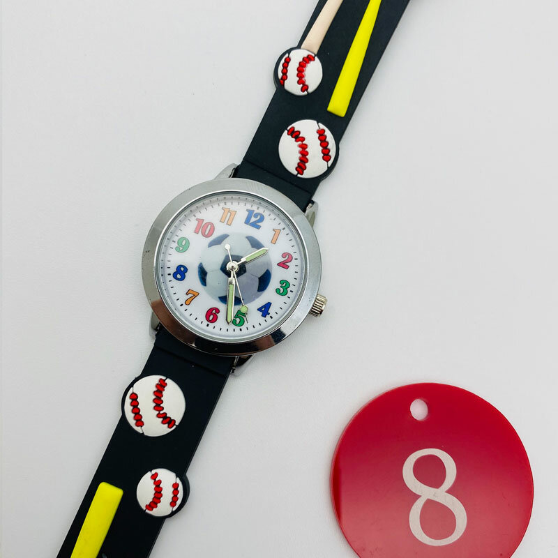 Reloj de verano para niños, cronógrafo de cuarzo analógico con esfera de fútbol y dibujos animados en 3D, informal, con correa de silicona, regalo