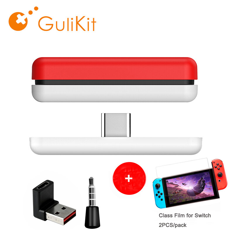 GuliKit NS07 Route Air Wireless Bluetooth Audio Receiver transmitter Adapter USB-C with Microphone For Nintendo Switch PS4 PS5
