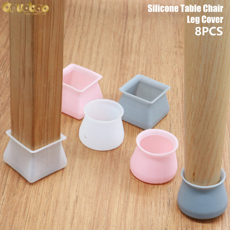 Onuobao 8PCS Silicone Table Chair Foot Cover Slip Pad Leg Protection Stool Floor Anti Skid Scratch Pad